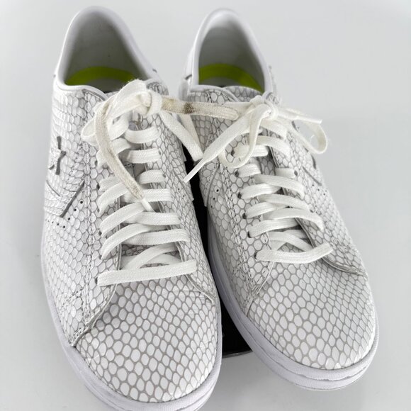Converse All Star White Leather Snakeskin Texture Sneakers W/ Lunarlon US 7.5 - Picture 1 of 10